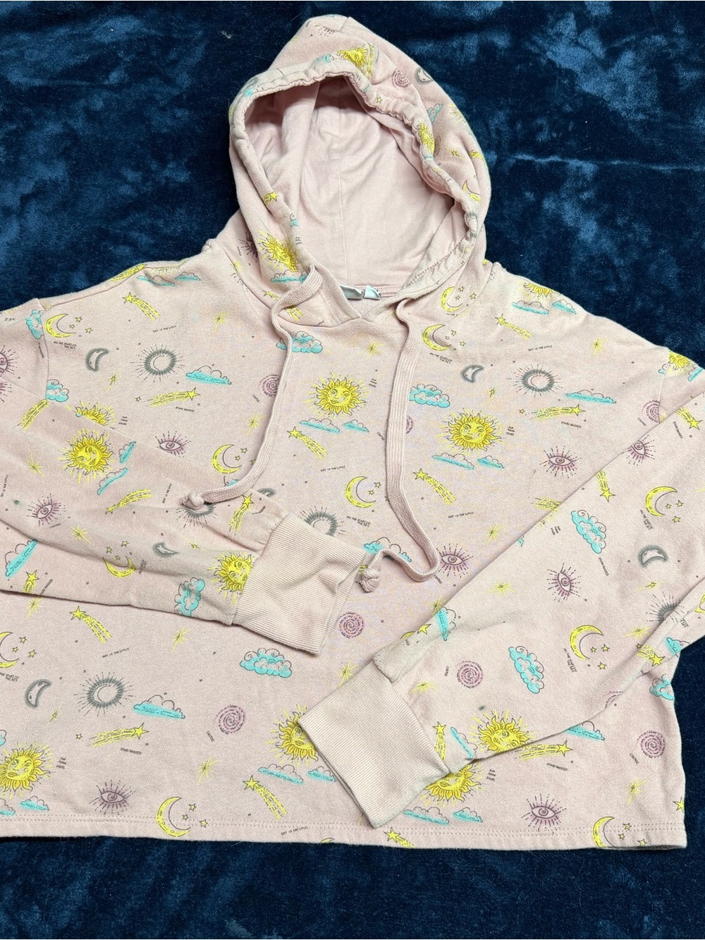 Mighty Fine Pink Hooded Pajama Top with Sun & Moon Print 🌞🌕⭐️